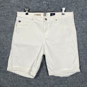 AG‎ Adriano Goldschmied Size 32 The Brooke Bermuda Shorts White Cotton Blend